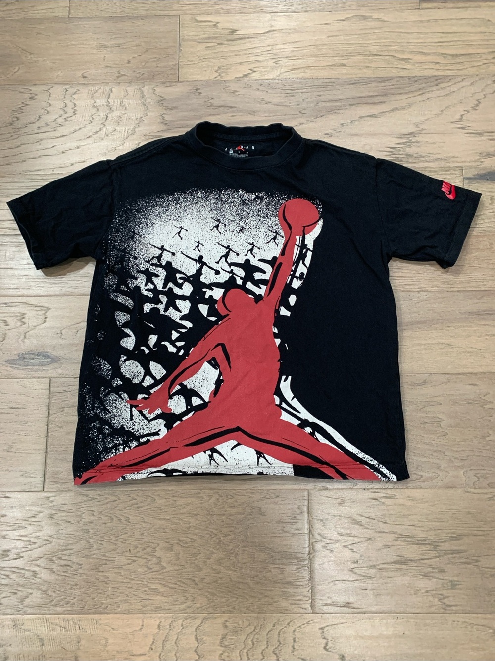 Jordan Black Tee with Red Jumpman Logo Size Medium